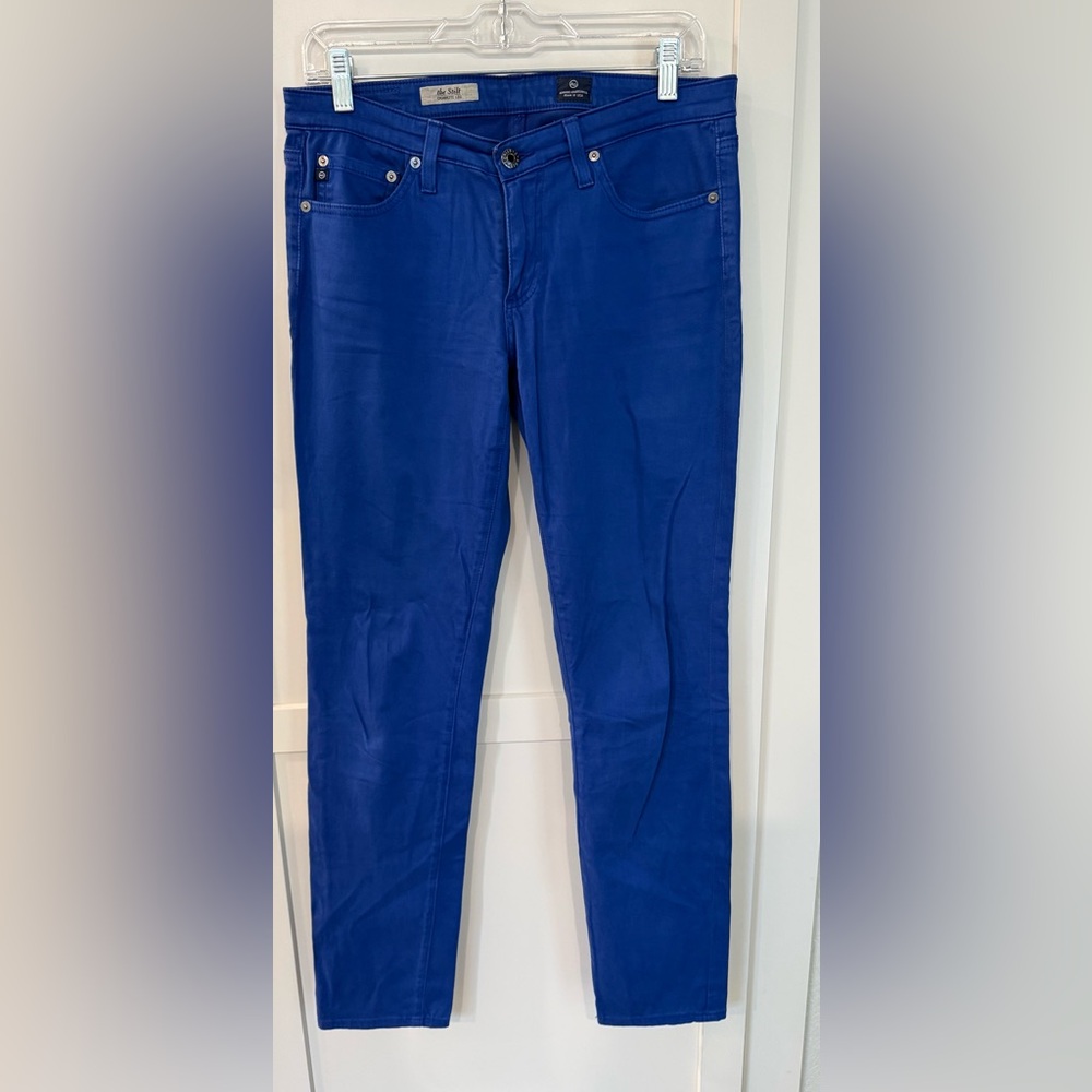 AG Adriano Goldschmied Skinny Jeans; The Stilt Cigarette Leg in Cobalt Blue